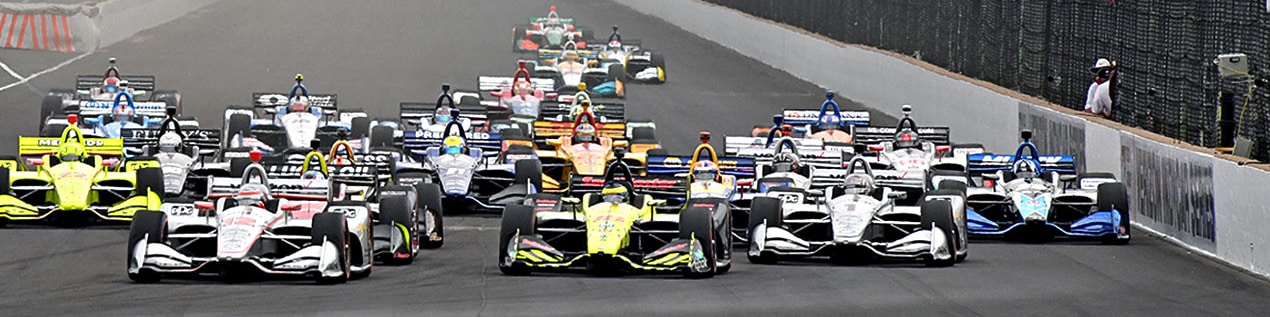 indy cars racing to through the start line Denver